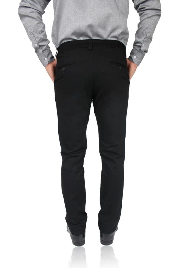 Pantalón Slim Fit Negro De Vestir Algodón Stretch Para Caballero